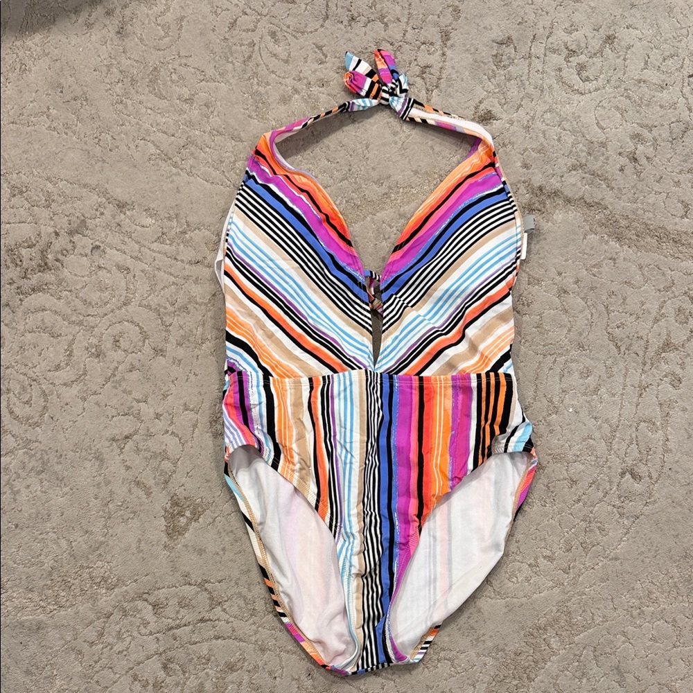 Reaction Kenneth Cole Colorful Striped One Piece Swimsuit